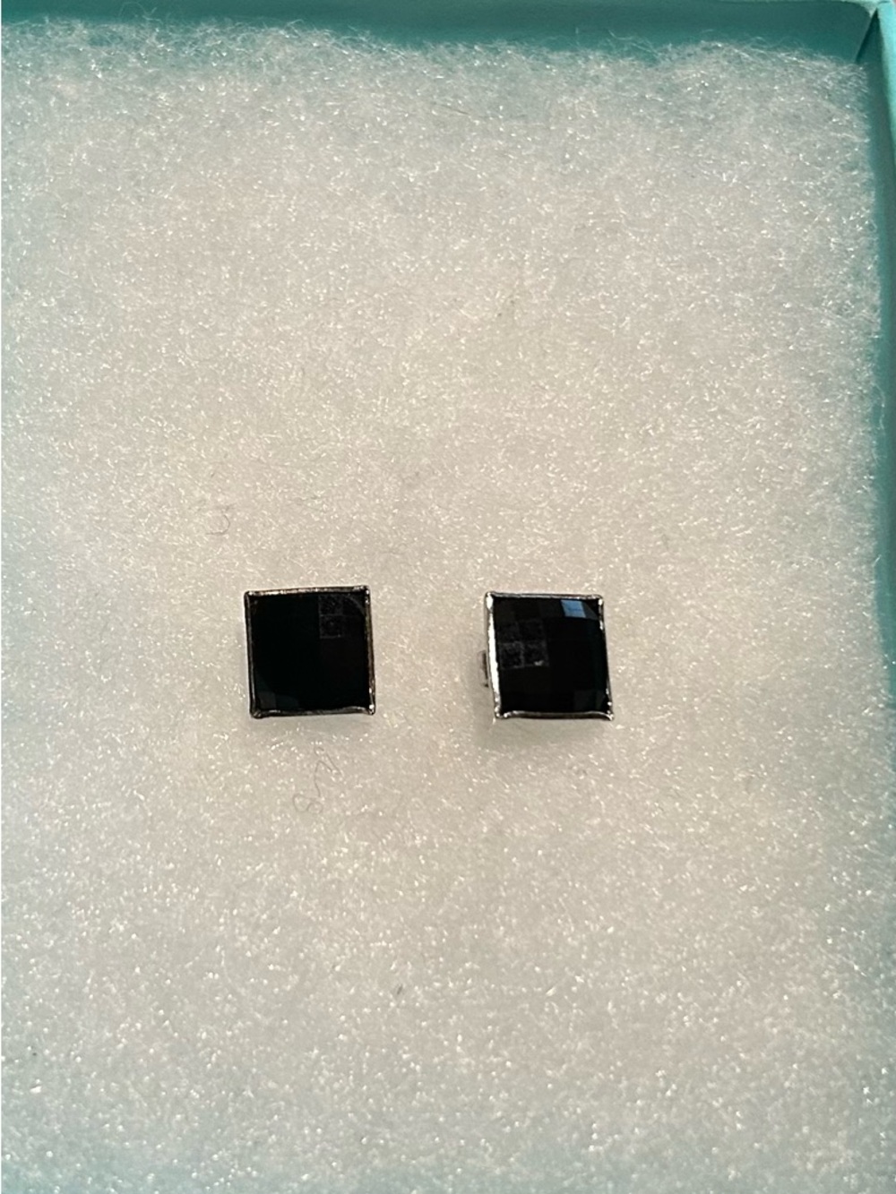 Square Black Faceted Stud Earrings